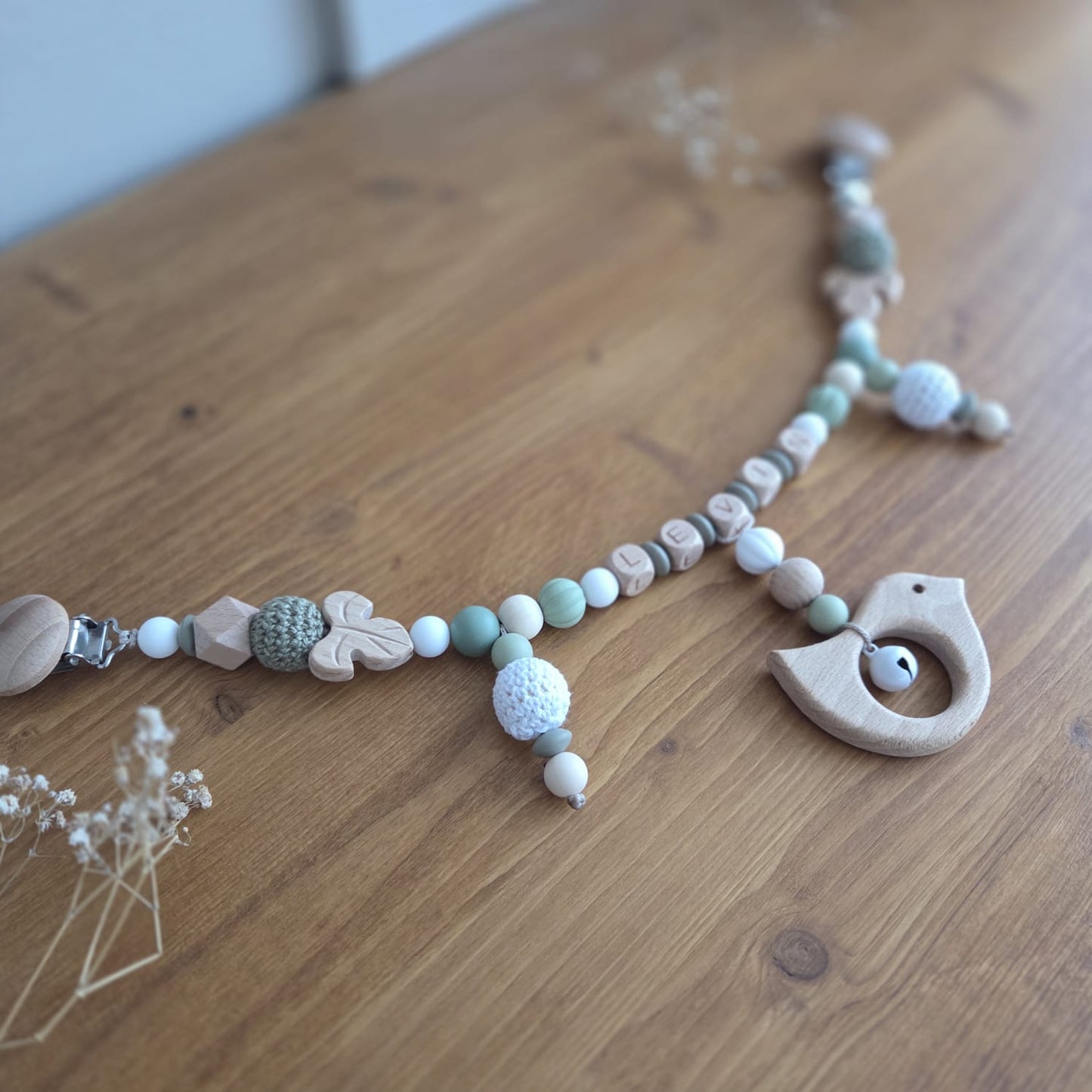 Kinderwagenkette Vögeli grün