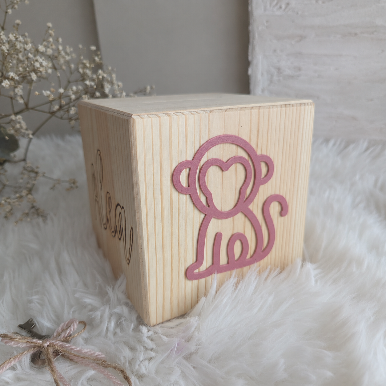 Spardose personalisiert Name & Tiermotiv inkl. Schlüsselanhänger
