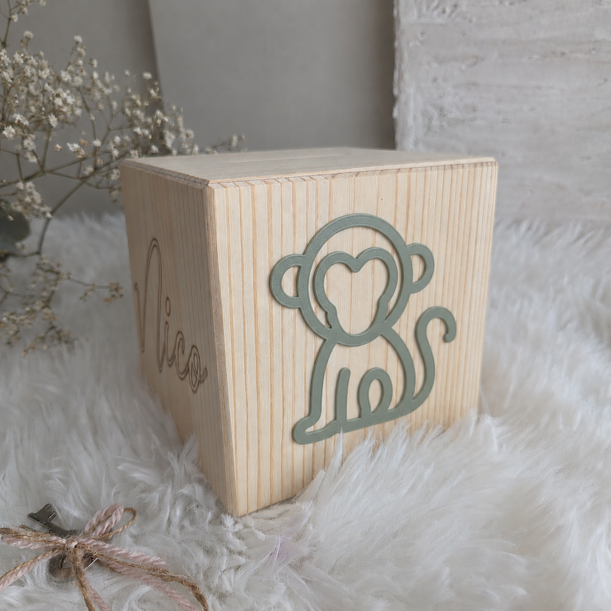 Spardose personalisiert Name & Tiermotiv inkl. Schlüsselanhänger