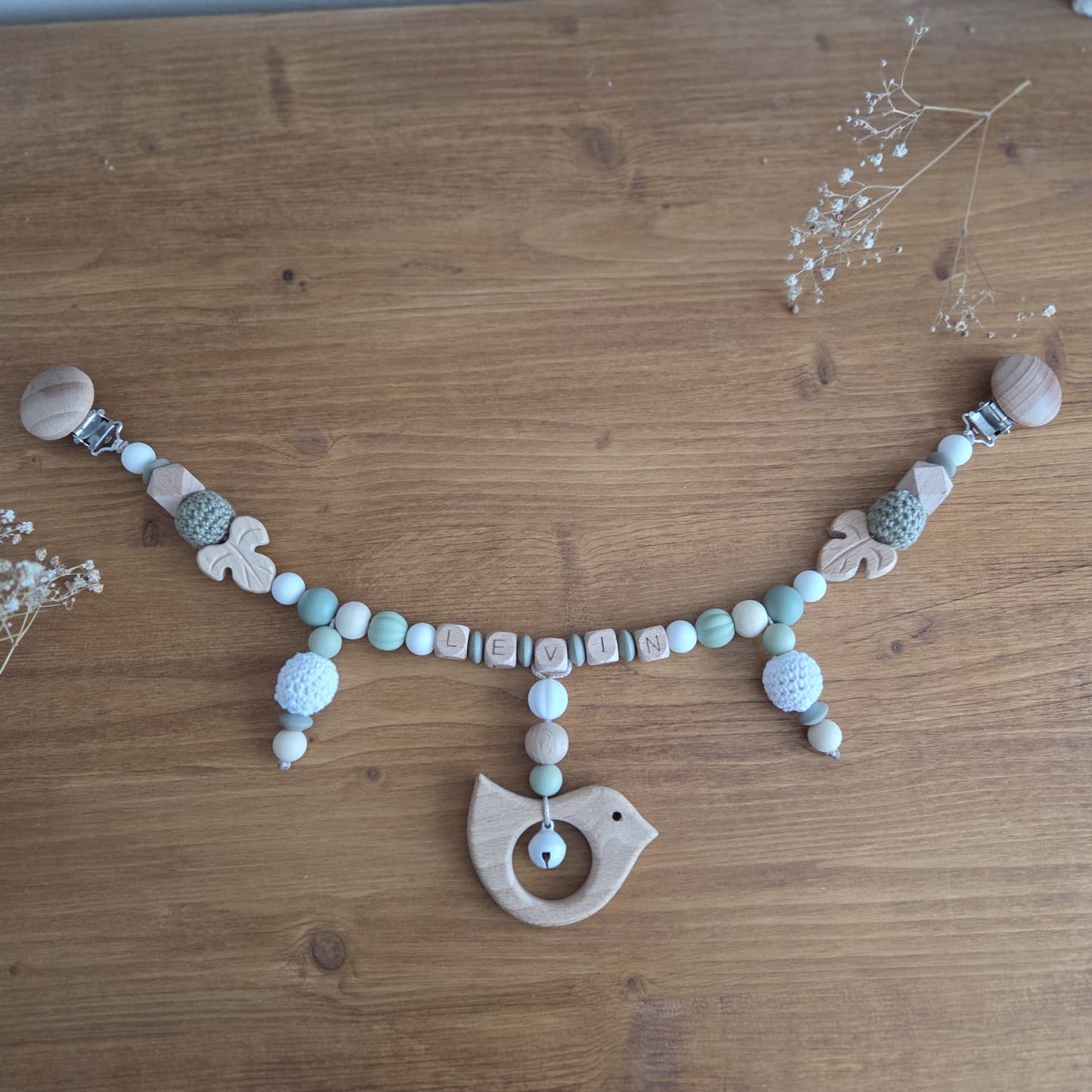Kinderwagenkette Vögeli grün
