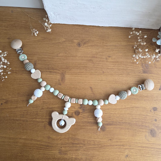 Kinderwagenkette Bär grün
