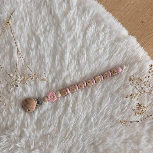 Nuggikette zartes Rosa - Blumenmotiv