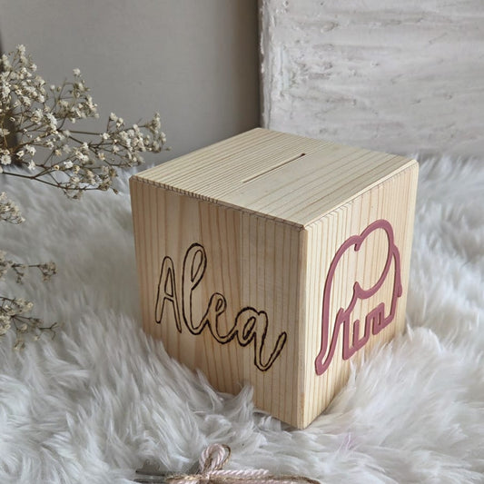Spardose personalisiert Name & Tiermotiv